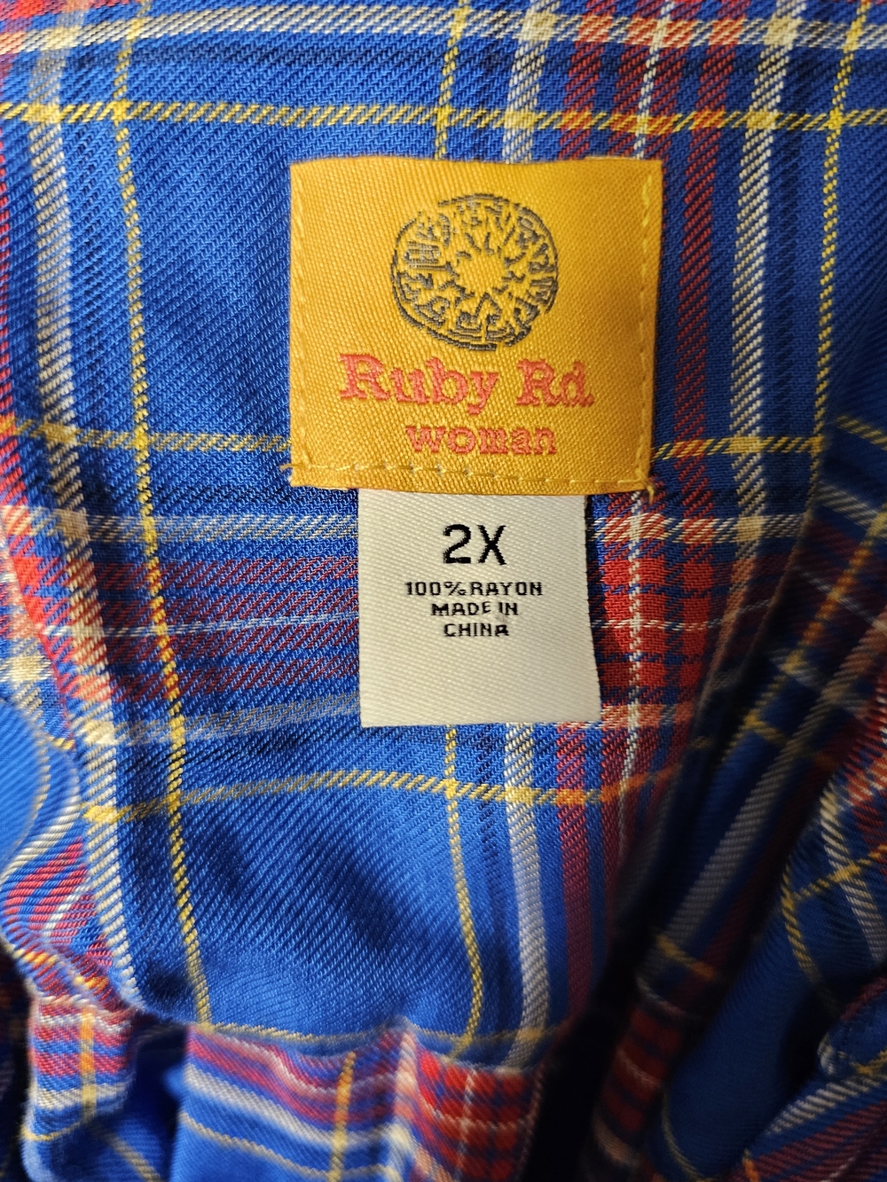 Ruby Rd. Blue Plaid Button-Down Shirt - Picture 3 of 3